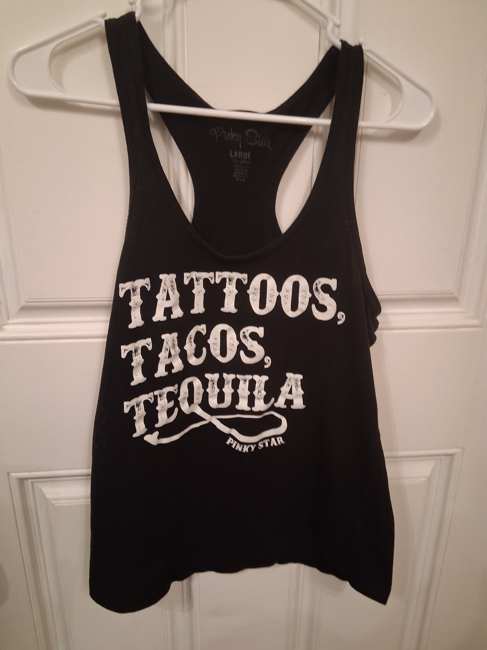 Black Graphic Racerback Tank Top -